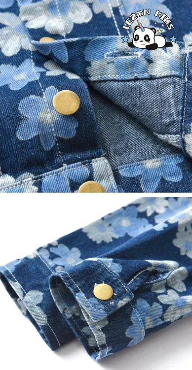 LEZONKIDS - Kids Clothing Wholesale Kids Denim Jackets Flower Print Spring Autumn Boy Set